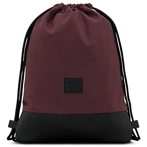 Johnny Urban Zaino Sacca Rosso/Nero Luke Borsa a Sacco in Cotone con Chiusura a Cordoncino e Tasca per Uomo e Donna - Idrorepellente Sacche Sportive di Cotone di Alta qualità e Pelle Vegan