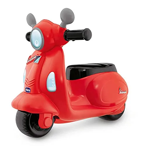 Chicco Vespa per Bambini Primavera Rossa, Moto Giocattolo Cavalcabile + Duracell LR6 MN1500 Plus AA, Batterie Stilo Alcaline, Confezione da 8, 1.5 V