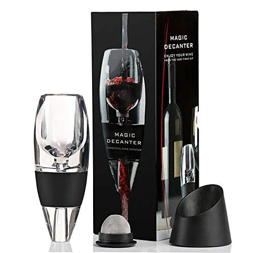 JUNSHUO Areatore e Decantatore da Vino Vinturi con Base, Ossigenatore Sapore Bouquet Enhancer per Vino Rosso, Regalo per Gli Amanti del Vino Rosso, Regalo di Natale