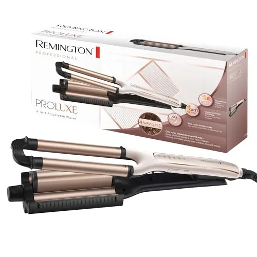 Remington Arricciacapelli, piastra Onde, 4 tipi di Onde e Volume ai Capelli, 5 Temperature, Cilindro Centrale Regolabile, Proluxe CI91AW