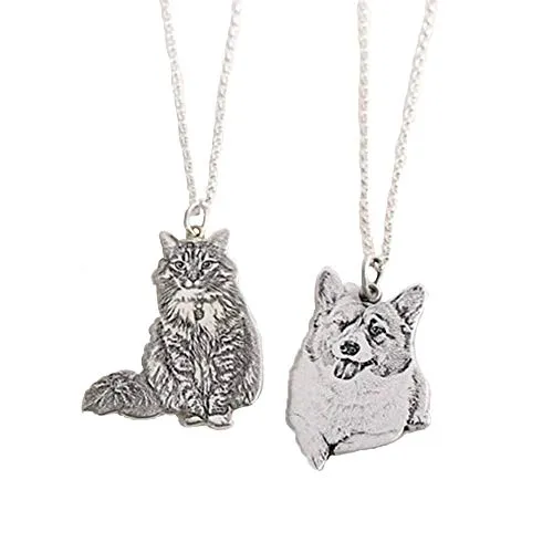 Collana con foto personalizzata, placcata in argento, con immagine e testo inciso, regalo per gli amanti degli animali domestici