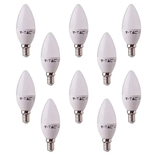 V-Tac - Lampadine a candela a LED, confezione da 10 pezzi, colore bianco freddo, 6000 K, attacco attacco attacco SES, attacco da 250 lumen