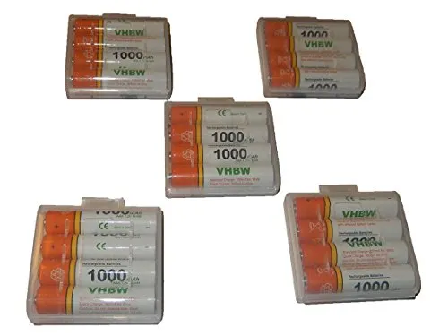 vhbw 20 x AAA, Micro, R3, HR03 batteria compatibile con Siemens Gigaset E370HX, E560, E560A Plus, E560HX, E630HX (1000mAh, 1.2V, Ni-MH)