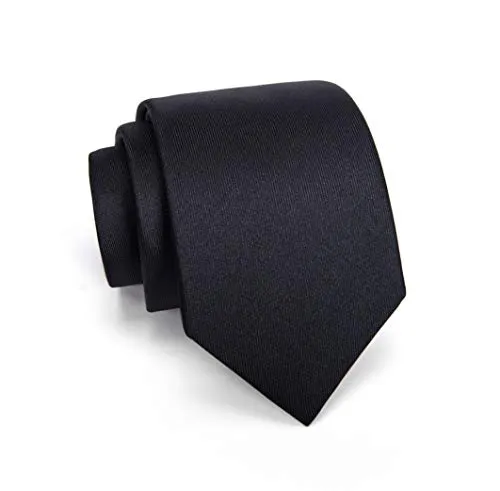 ® Cravatta Slim Uomo 100% Seta Cucita a Mano - Disponibile in Diversi Colori/Design Larghezza 6,5 cm (Nero)