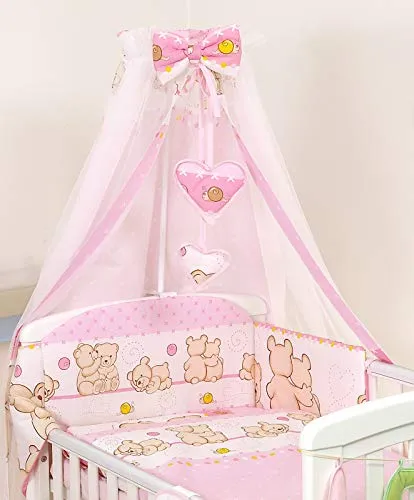 Pro Cosmo Baby Nursery/lettino Baldacchino 230x150cm + METAL SUPPORTO per Culla Lettino Zanzariera #7 rosa orsi orsetti