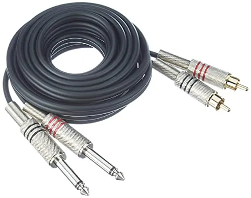 Adam Hall Cables 3 STAR TPC 0300 - Cavo audio 2 x RCA maschio a 2 x jack mono da 6,3 mm 3 m