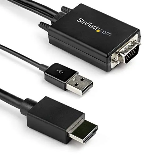 StarTech.com Cavo adattatore da VGA a HDMI da 3 m - Alimentazione via USB - 1080p -Convertitore attivo VGA (M) a HDMI (M) (VGA2HDMM3M)