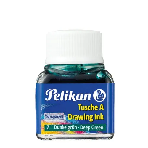 Pelikan 201566 Inchiostro China 523-07, Verde Scuro, 10 ml in Vetro, Utilizzabile su Carta, Cartoncini da Disegno e Film Opacizzati