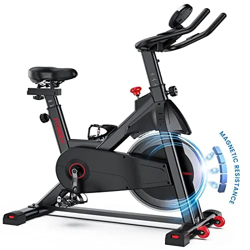 FITINDEX Cyclette Magnetica Bici da Ciclismo per Interni, Cyclette per Casa, Bici da con Cintura Silenziosa con Volano da 40 LB, Sedile Comfort, Monitor LCD, Supporto per Dispositivo