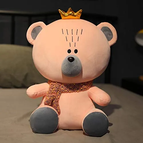 N / A Hot Huggable Kawaii Crown Teddy Bear Giocattoli di Peluche Simpatico Orso farcito con Sciarpa Bambole Cartoon Animali Cuscino per Bambini Regalo di Natale 30cm