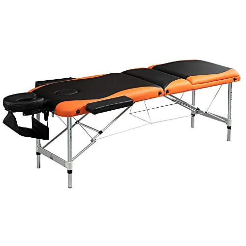 HOMCOM Lettino Massaggio Pieghevole in Alluminio, con Poggiatesta e Custodia per Trasporto, Max 225 kg - 215 x 60 cm