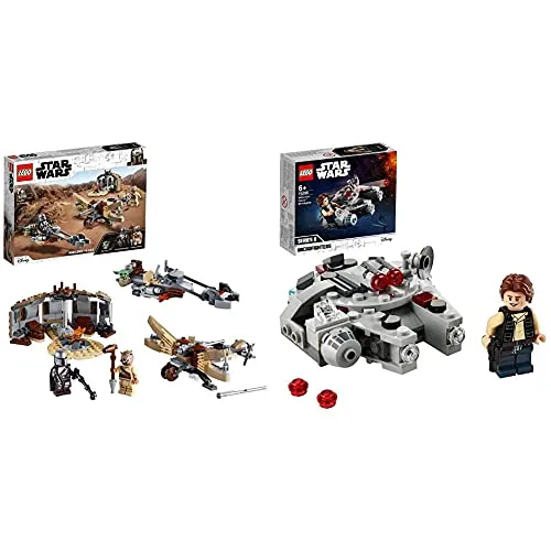 LEGO Star Wars: The Mandalorian Allarme Su Tatooine, Set Da Costruzione Con Personaggio Del Bambino Baby Yoda & Star Wars Microfighter Millennium Falcon, Giocattolo Con Minifigure Di Han Solo