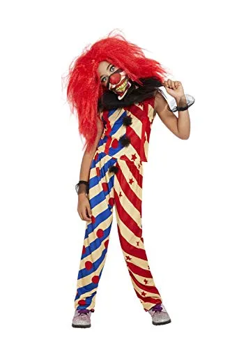 SMIFFYS Creepy Costume da clown raccapricciante ragazze, Rosso, M-7-9 Years, 63077M