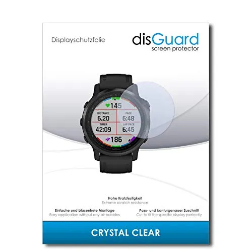 disGuard Pellicola Protettiva [Crystal Clear] Compatibile con Garmin Fenix 6S PRO (42mm) [3 Pezzi] Cristallino, Transparente, Invisibile, Ultra Resistente, Effetto Anti-Impronte - Proteggi Schermo