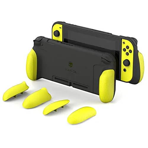 Skull & Co. GripCase: A Dockable Protective Case with Replaceable Grips [to fit All Hands Sizes] for Nintendo Switch [No Carrying Case] - Neon Yellow [Arms Edition]