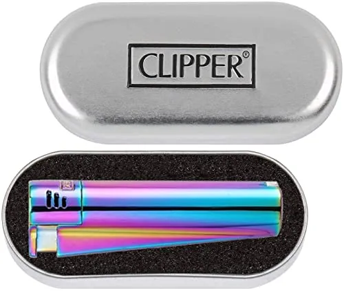 Clipper 1 Accendino Jet Metal Icy Colours Colors 2 Multicolore Arcoiris+ 1 portachiavi gratis (Jet Icy 08084)