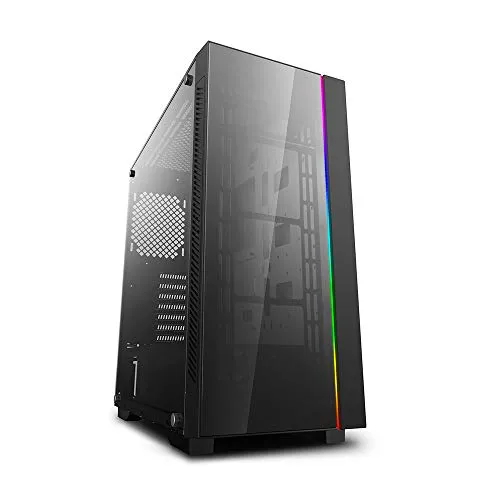 DeepCool Matrexx 55 V3 Black Case ATX USB 3.0 PC Gaming 0.6MM SPCC Front Tempered Glass 1*Strip RGB Rainbow Addressable Sync 5V ADD-RGB Pannello Laterale in Vetro Temperato (AxPxL 480x446x210 mm)