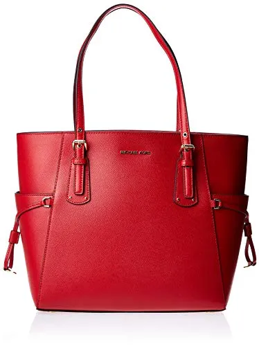 Michael Kors Voyager Crossgrain Leather Tote - Borse Donna, Rosso (Bright Red), 15.8x27.9x37.4 cm (B x H T)