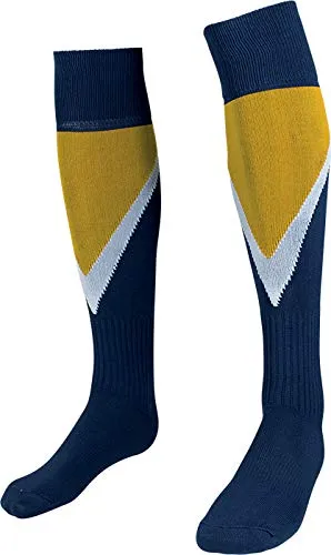 HS M11 Fairplay, Calzettoni Calcio Unisex – Adulto, Bianco/Blu Navy/Giallo, 3