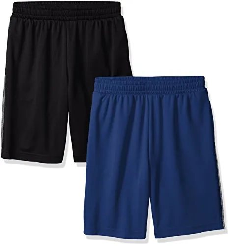 Amazon Essentials Boys' 2-Pack Mesh Short Pantaloncini, Navy/Black, 3T