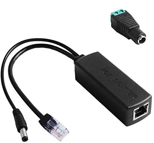 GeeekPi Gigabit PoE Splitter, Adattatore Ethernet da 48 V a 12 V 2 A, conforme IEEE 802.3af 10/100/1000 Mbps PoE Splitter per telecamera IP, punto di accesso wireless e telefono VoIP