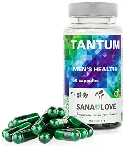 TANTUM di Sana Love® - Aumenta lo sperma,Vegano, vegetariano, senza glutine,senza conservanti, senza aromi aggiunti,senza noci, non geneticamente modificato - 1 confezione (1 x 60 capsule)…