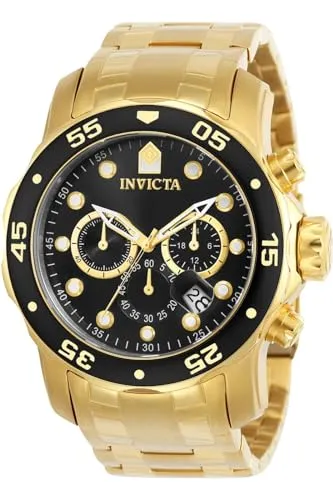 Invicta Pro Diver SCUBA - Orologio da uomo in acciaio inossidabile con movimento al quarzo - 48 mm, Oro / Nero