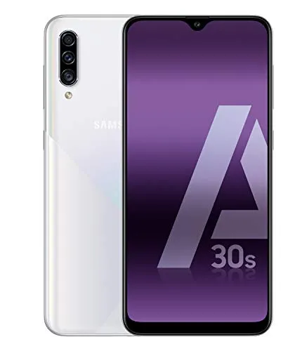 Samsung Galaxy A30s Smartphone, Display 6.4" Super AMOLED, 128 GB Espandibili, RAM 4 GB, Batteria 4000 mAh, 4G, Dual SIM, Android 9 Pie, Bianco