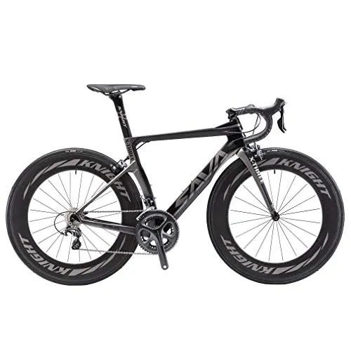 SAVADECK Phantom3.0 Bici da Strada in Carbonio 700C Bici da Corsa su Strada Full Carbon Bicicletta con Cambio Shimano Ultegra R8000 22 velocità e Ruote Carbonio (Nero Grigio-(Ruote da 88mm), 540MM)