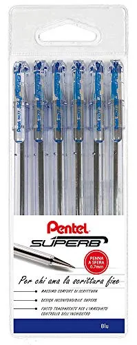 Pentel BK77 penna a sfera Superb taschina 6 pz blu