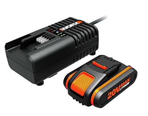 Worx WA3601 Kit 1 Carica Batteria Rapido + 1 Batteria Power Share 20V/2.0Ah agli Ioni di Litio