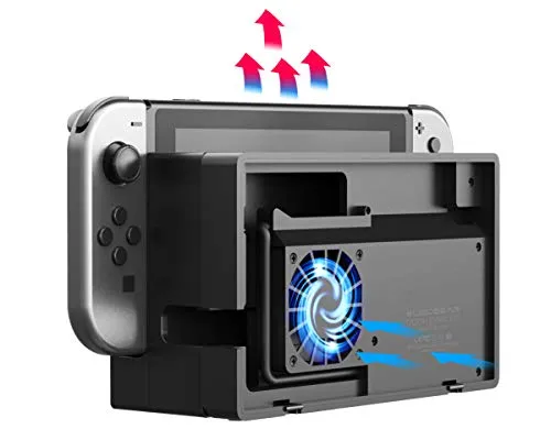 PeakLead Switch Dock Ventola di Raffreddamento, ElecGear Supporto per Dissipazione del Calore Esterno con Cooling Fan per Nintendo Switch Dock, Design a Scatto, Alimentazione USB, Cavo Integrato