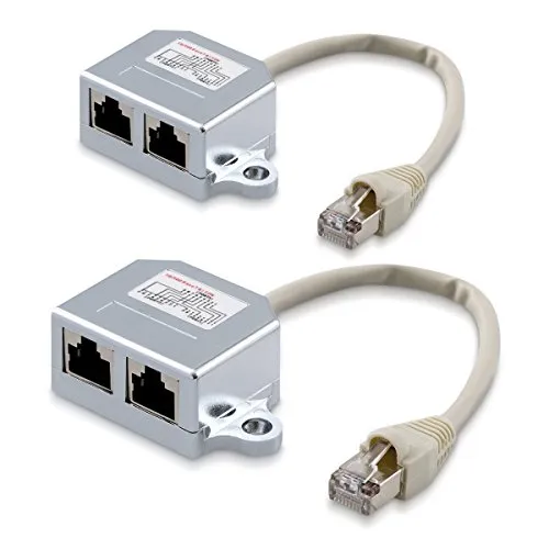 kwmobile 2X sdoppiatore Cavo Rete - duplicatore LAN ISDN Ethernet - Input Cavo di Rete RJ45 (8-Linee) Output 1x RJ45 ethernet LAN 1x RJ45 ISDN