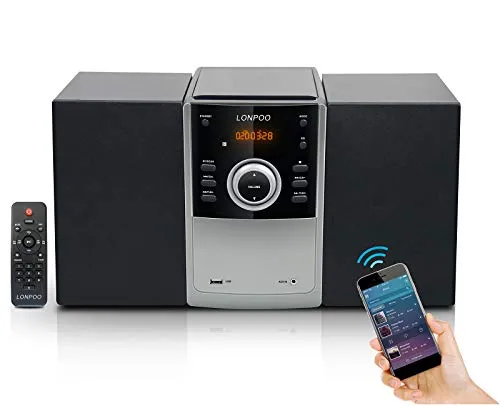 Home Audio e Sistema Micro Hi-Fi 30W, Stereo Compatto, Mini Impianto Stereo Sistema Bluetooth, Lettore CD MP3, Radio FM, Ingresso USB/AUX, Telecomando