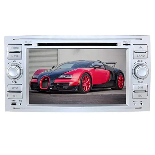 hizpo Android 10 7 Pollici 2 Din Autoradio Moniceiver DVD GPS Navigazione Bluetooth per Ford C-Max/Connect/Fiesta/Focus/Fusion/Galaxy/Kuga S-Max/Transit/Mondeo (Argento)