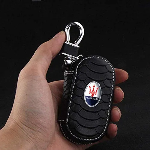 kaige Chiave Custodia in Pelle titolari Borsa Auto Chiave della Copertura della Cassa Portafogli Moda Donna Uomo Pulizie Carteira for Maserati, Nero WKY