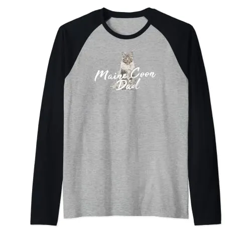 Maine Coon Cat Gatti gattino Maine Coon Maine Coon Dad Maglia con Maniche Raglan