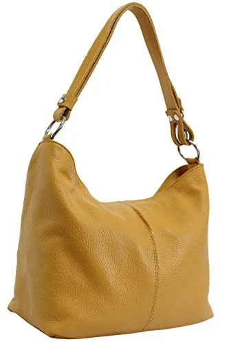 Ambra Moda GL005 - Borsa con tracolla, borsa a mano in pelle, borsa da spalla, hobo bag da donna, Blu (Azzurro), M