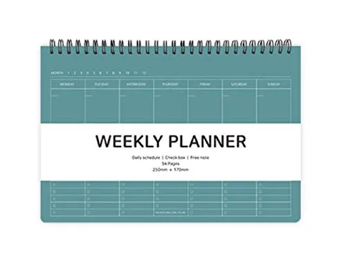 Elite Check Agenda settimanale – Wirebound Undatated Weekly & Daily Scheduler, scatola degli assegni, nota gratuita/25 x 17 cm (verde pavone)