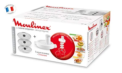 Moulinex XF3831 Accessorio Taglia Verdura per Cuisine Companion, 3 Dischi, 5 Funzioni, Bianco