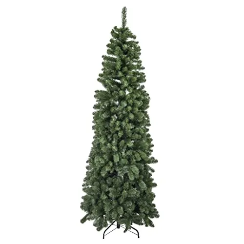 Albero di Natale Monte Vettore artificiale slim verde 972 rami con supporto in metallo alto 210cm