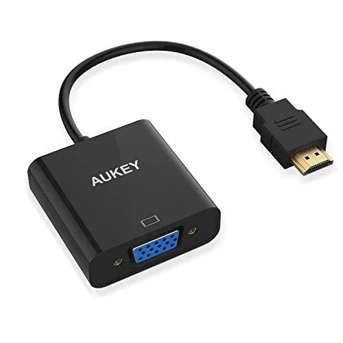 AUKEY Adattatore HDMI a VGA 1080P Full HD Convertitore HDMI Maschio a VGA Femine per PC, Computer Portatili, HDTV, Xbox, TV Box ECC. - Nero