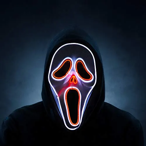 Halloween Maschera Horror LED, Carnevale Feste Teschio urlando Spaventoso Maschera Purge per Cosplay, Rossa e Bianco , Batteria Alimentata (Non Inclusa)