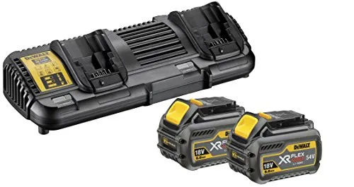 DEWALT DCB132T2-QW DCB132T2-QW-18/54V XR FLEXVOLT 6AH BATTERY X 2 AND DUAL CHARGER STARTER KIT, 0 W, 54 V, yellow