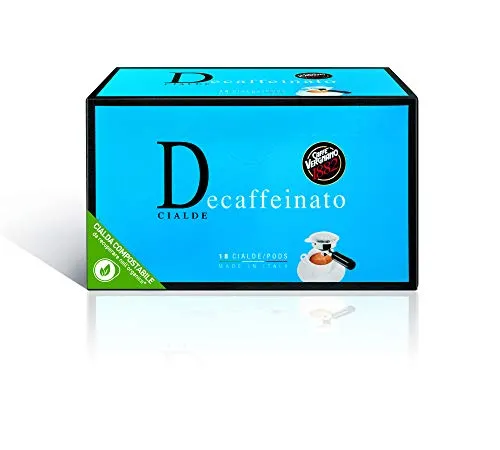 Caffè Vergnano 1882 Cialde Caffè Decaffeinato per macchina cialde ESE caffè da casa, 6 confezioni da 18 cialde, filtro in carta (totale 108)