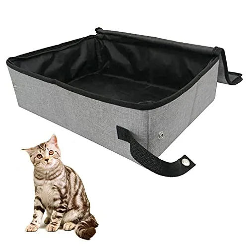 TGUS - Lettiera per gatti con coperchio, impermeabile, pieghevole e facile da trasportare per toilette per gatto, per campeggio all'aria aperta (Size:M)