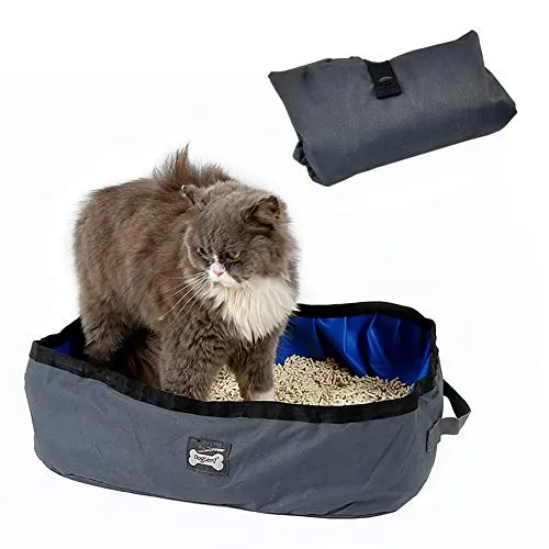 Petneces - Lettiera per gatti e animali domestici, pieghevole, portatile e impermeabile, da viaggio ed esterni