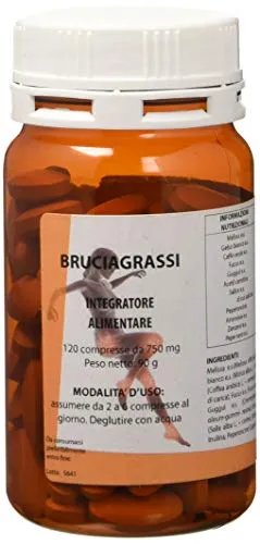 BRUCIA GRASSI - 120 COMPRESSE. PRODOTTO ADATTO SIA PER CHI HA UNA VITA SEDENTARIA SIA PER CHI HA UNA VITA FRENETICA E MOLTO ATTIVA. IN ENTRAMBI I CASI IL METABOLISMO VIENE ACCELERATO.