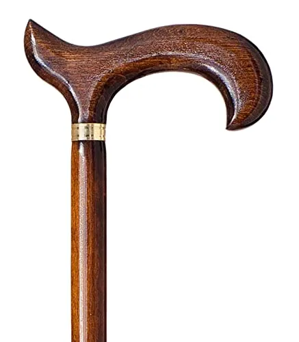 Bastone da passeggio in legno, colore marrone scuro 92 cm, molto resistente. (612) Bastone da passeggio per anziani, anziani