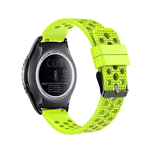 Fit-power - Cinturino di ricambio da 20 mm, per orologi Samsung Gear Sport, Samsung Gear S2 Classic, Huawei Watch 2, Garmin Vivoactive 3 e Garmin Vivomove HR, Breathable Green